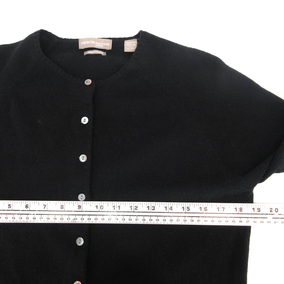 Cárdigan suéter Valerie Stevens Separates negro 100 % cachemir acogedor pequeño grande Foto 4 de 4