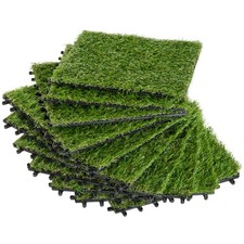 Produktbild - Outsunny Kunstrasen 10 Stücke Grasmatte Rasenteppich Rollrasen Refurbished