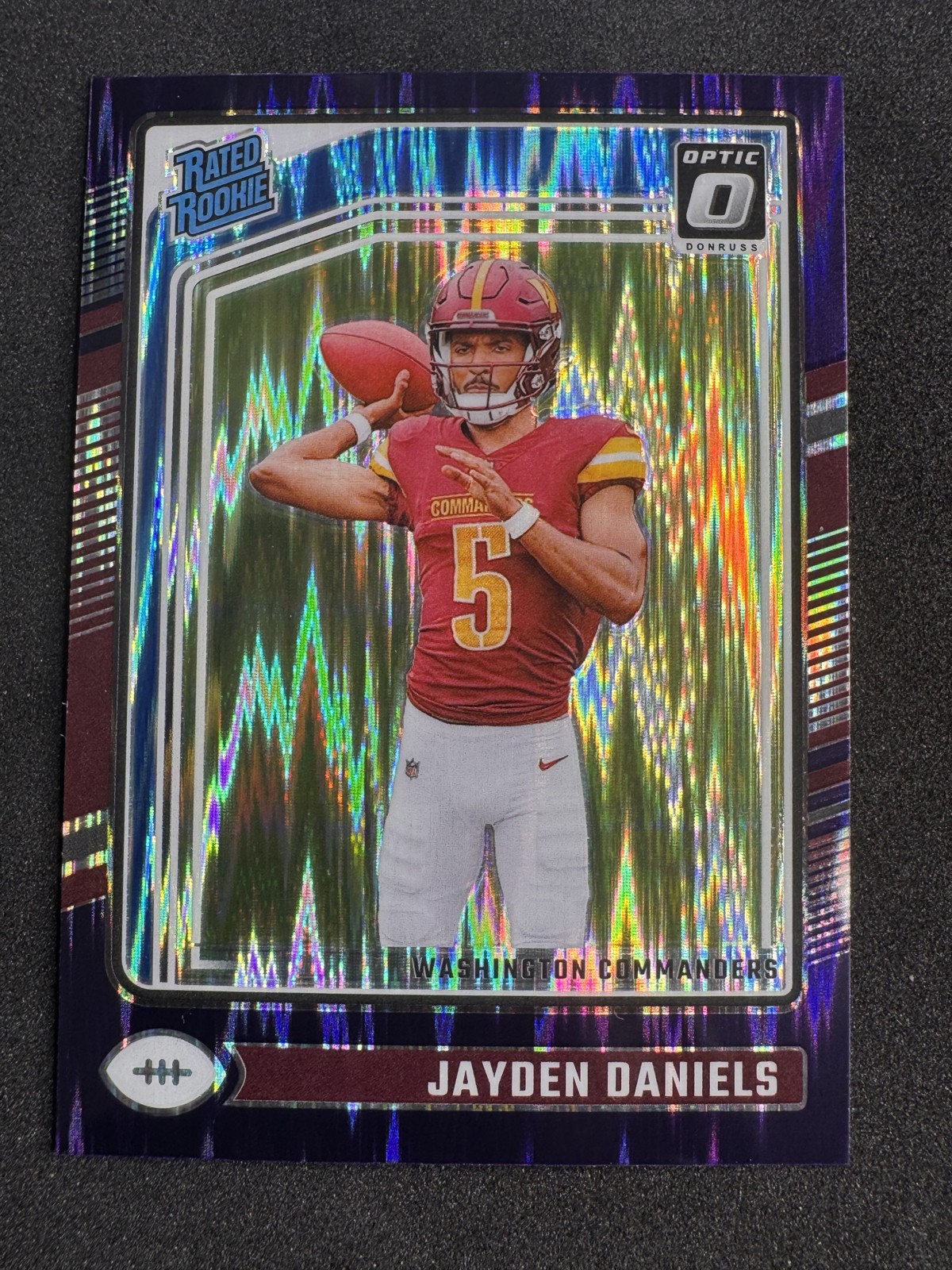 2024 Panini Donruss Optic - Rated Rookie Jayden Daniels #248 Purple Shock Prizm