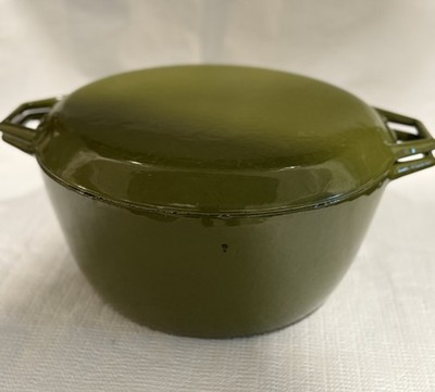 Vintage 1960's COPCO Denmark Avocado Green  Enamel D4 Dutch Oven w/ Lid SeeDesc