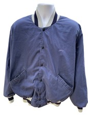 Vintage Xerox DeLong Navy Blue Windbreaker Jacket XL Snap Closure USA Made