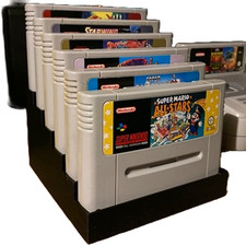 Super Famicom SNES PAL Game Cartridge Display Stand Tiered Riser Rack, Holds 6