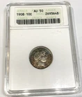1908 Barber Dime - ANACS  Slabbed AU-50