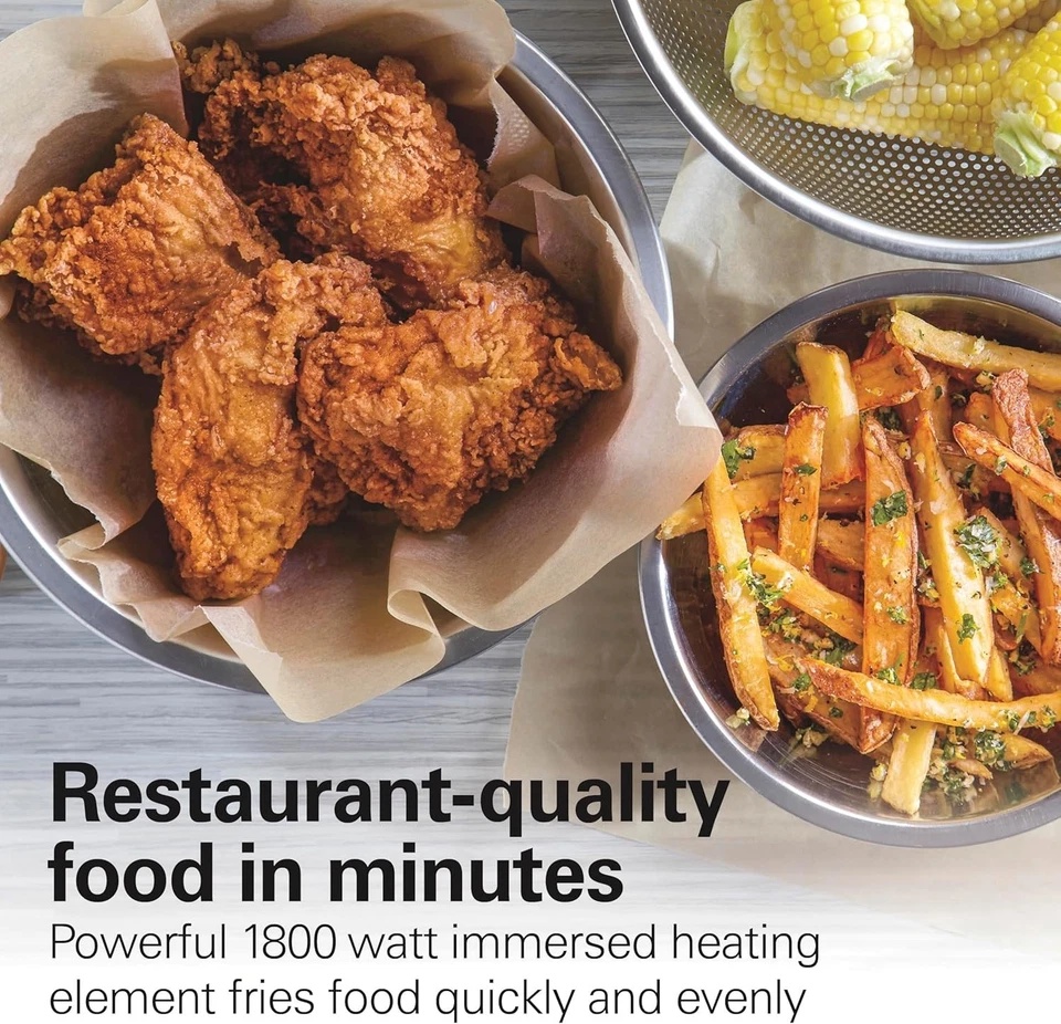 Freidora eléctrica Hamilton Beach con 2 cestas y tapa, 4,5 litros Foto 3 de 4