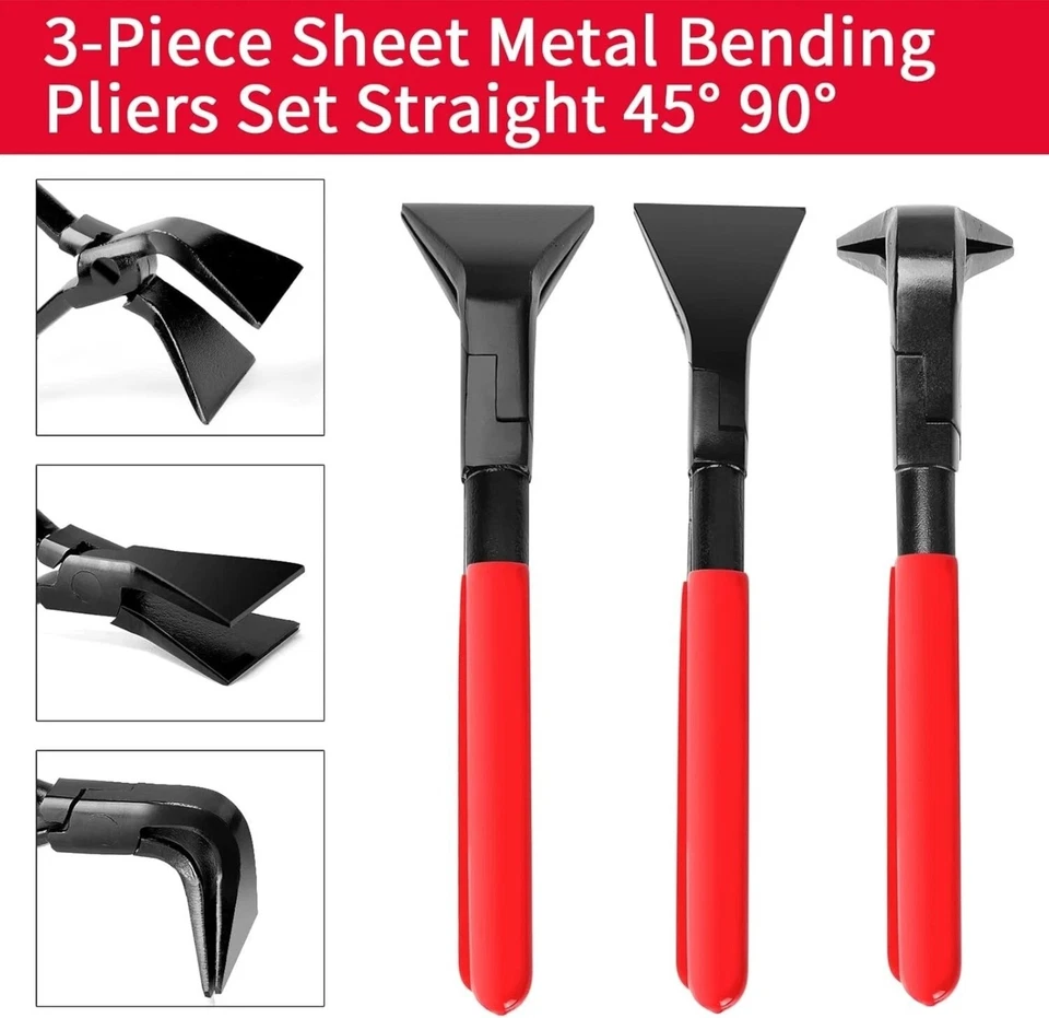 Hand Seamers Sheet Metal Tools Set Straight Jaw 45° 90° Metal Bending Pliers AU - image 3 of 4