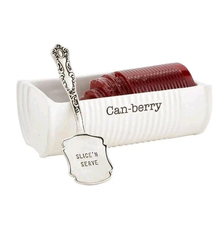 Mud Pie Can-Berry Ceramic Cranberry Serving Dish with Silver Serving Spatula
