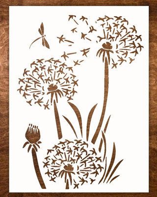 Large 12x15 Inch Dandelion Stencil for Painting on Wood, Canvas - Reusable Drawi