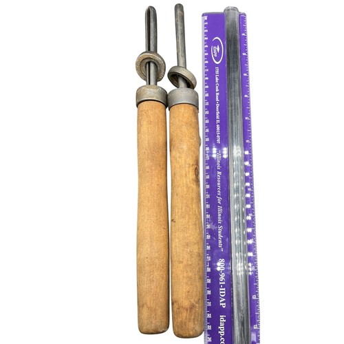 🗡️Vintage Knife Honing Steel Rod Set of 2Wooden Handle Kitchen Sharpening Retro