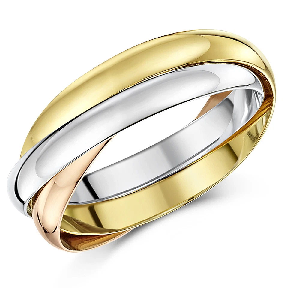 9ct Russian Wedding Ring Multi-Tone 3 Colour Gold Band Three Colour 2mm 3mm 4mm - Image 3 of 4