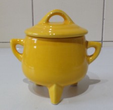 Vintage 1960er Senftöpfchen Porzellan, gelb, mid-century, Form 1536, 9 cm hoch