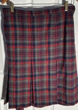 Pendleton VTG Blue Red Gray Virgin Wool Plaid Tartan Pleated Skirt USA Sz 10-12