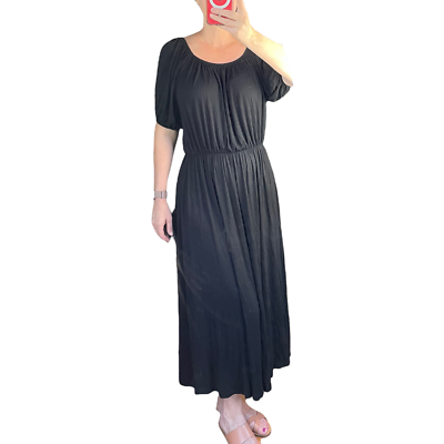 Anthropologie Sunday in Brooklyn Black Lightweight Jersey Maxi Dress Medium  | eBay