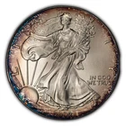 2002 1 oz Silver American Eagle - Fresh BU Violet Speckled Galaxy Toning - E2559