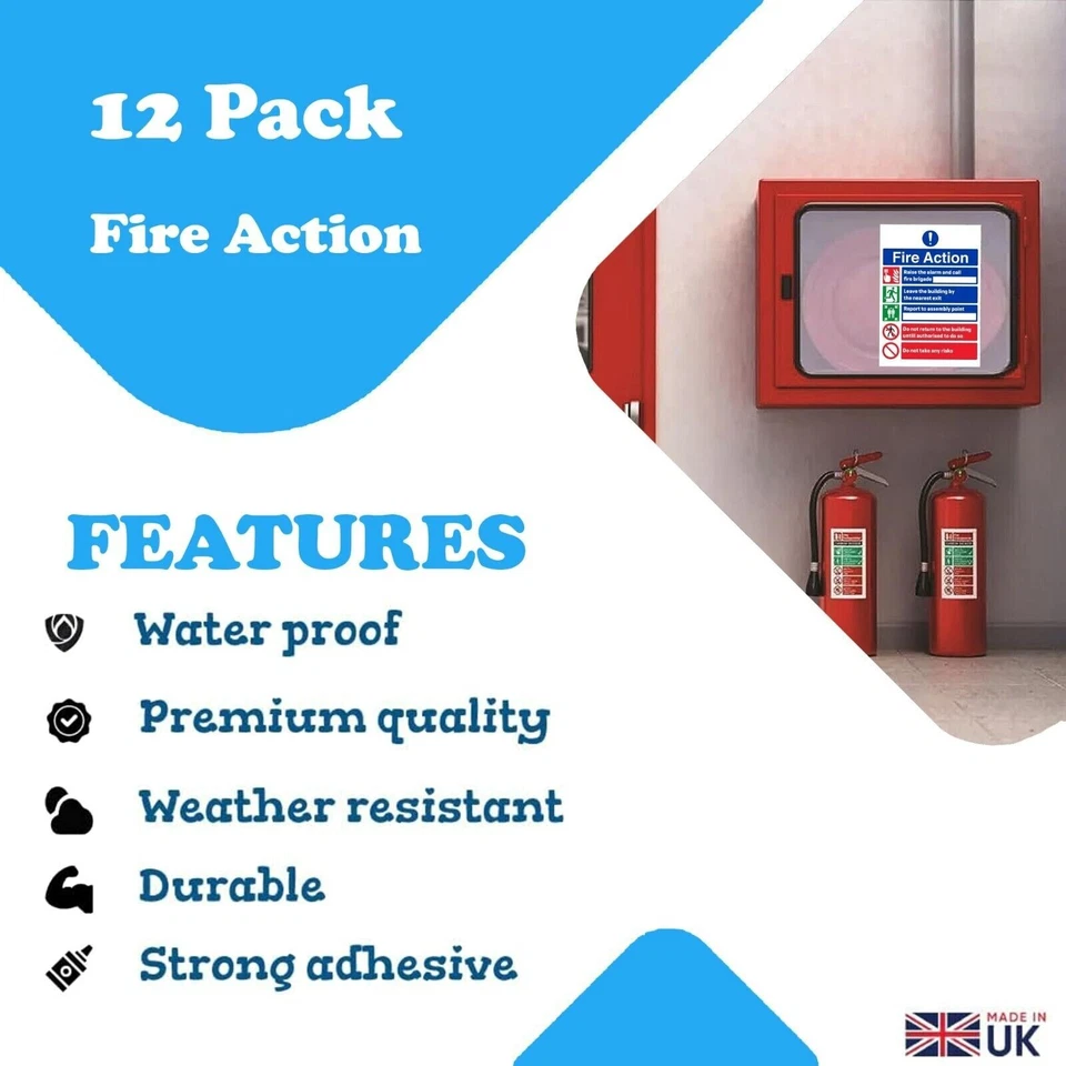 12-Pack - Raise The Alarm Fire Action Notice Sign Vinyl Stickers - 148mm X 210mm - Image 2 of 4
