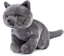 Handmade British Shorthair Cat Plush Stuffed Animal Toy Cat Doll 32cm