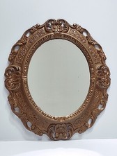 Specchio vintage stile antico da parete con cornice ovale oro dorata in plastica