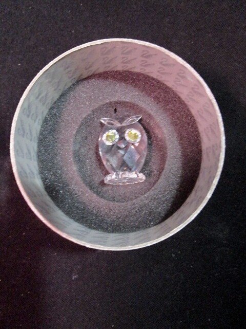 Swarovski Crystal Green Eyed Owl - Beautiful - Retired - With Box