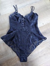 Vintage Victoria's Secret Women's Gold Label Lace Bodysuit Purple Navy Small