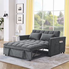 54in Velvet Convertible Sleeper Sofa Bed Loveseat Sofa Couch with Pull-Out Bed