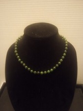 16" Dark Spinach Green Nephrite Jade 4mm Gemstone Bead Necklace