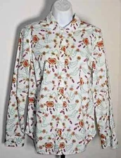Talbots Women's Bejeweled Print Career Blouse Top Size 10