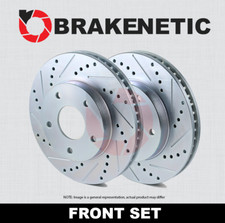 FRONT BRAKENETIC Sport Drilled Slotted Brake Rotors STi BRZ 86 w/BREMBO