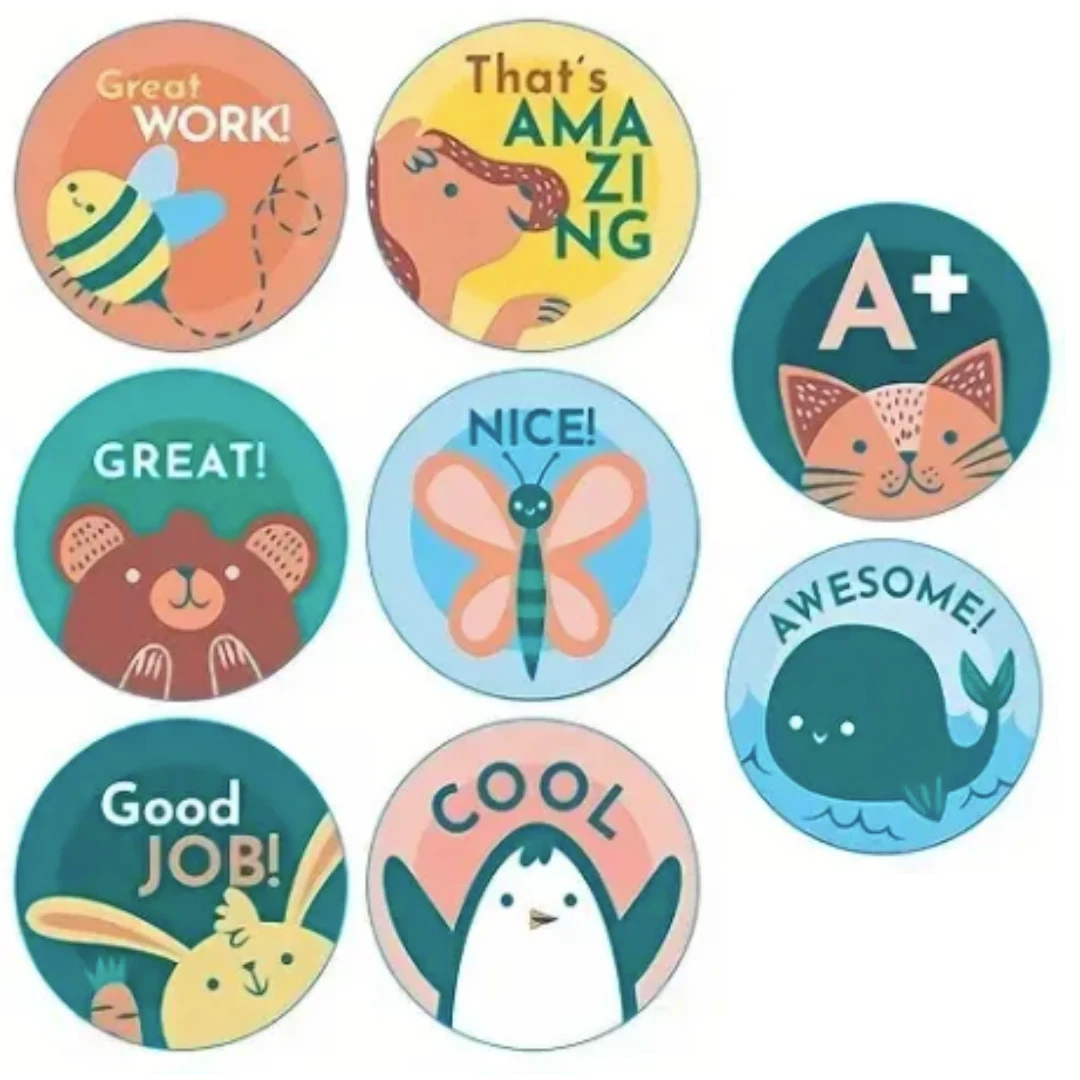 Animal Reward Encouragement Stickers 2.5cm 50/100pc Kids Teacher Classroom Award