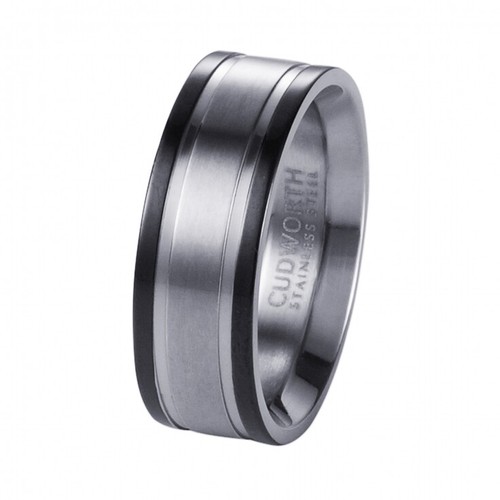 Men's Cudworth Stainless Steel/IP Black Ring 641-84 RRP $89 Size W - 第 1/7 張圖片