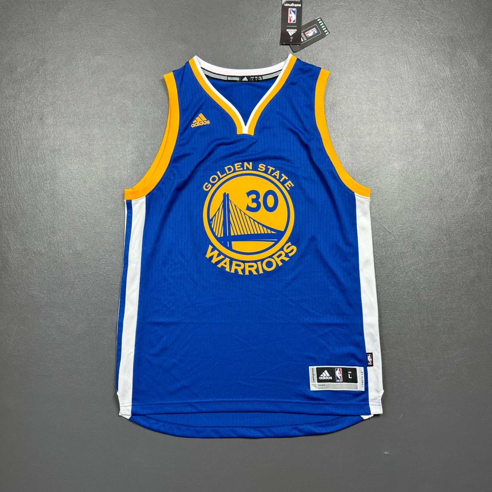 100% Authentic Stephen Curry Adidas 2015 NBA Finals Warriors Jersey Size L Mens - product detail image 3