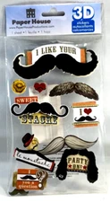 Mustache I Heart Mustaches Humor Party On Fu Man Chu Paper House 3D Stickers