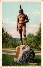 Plymouth MA Massachusetts Massasoit Great Sachem Wampanoags Vintage Postcard