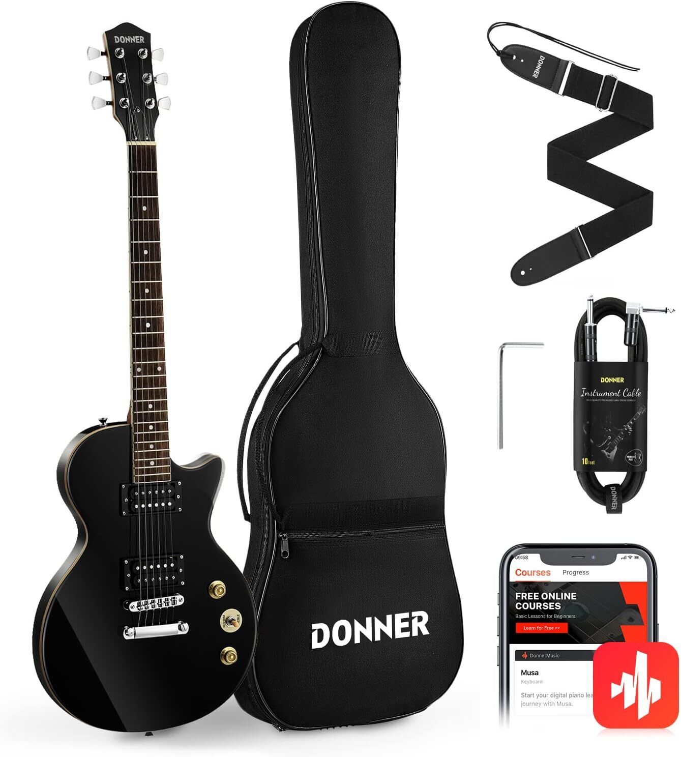 🎸 Donner DLP-124 Electric Guitar Classic Humbucker 202S H-H Pickups Solid  Body