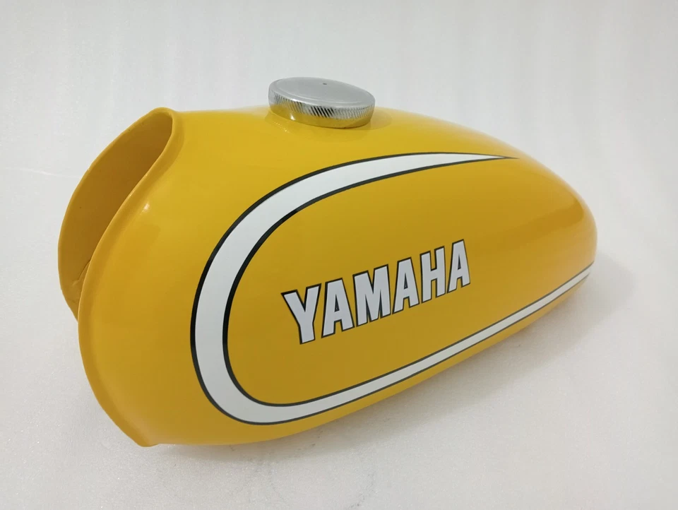 Tanque de combustible de gasolina + tapa Yamaha 1974 GT80 1973 GT1 GT MX acero pintado amarillo Foto 3 de 4
