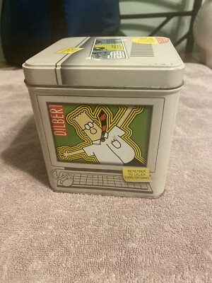Rare Dilbert Tin Cookie Box Computer Screen 4.5 x 4.5x 4.5'' FREE SHIPPING!