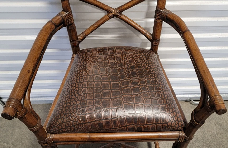 RARE Vtg Pier 1 Imports Bamboo & Rattan Bar Stool - Image 4 of 4