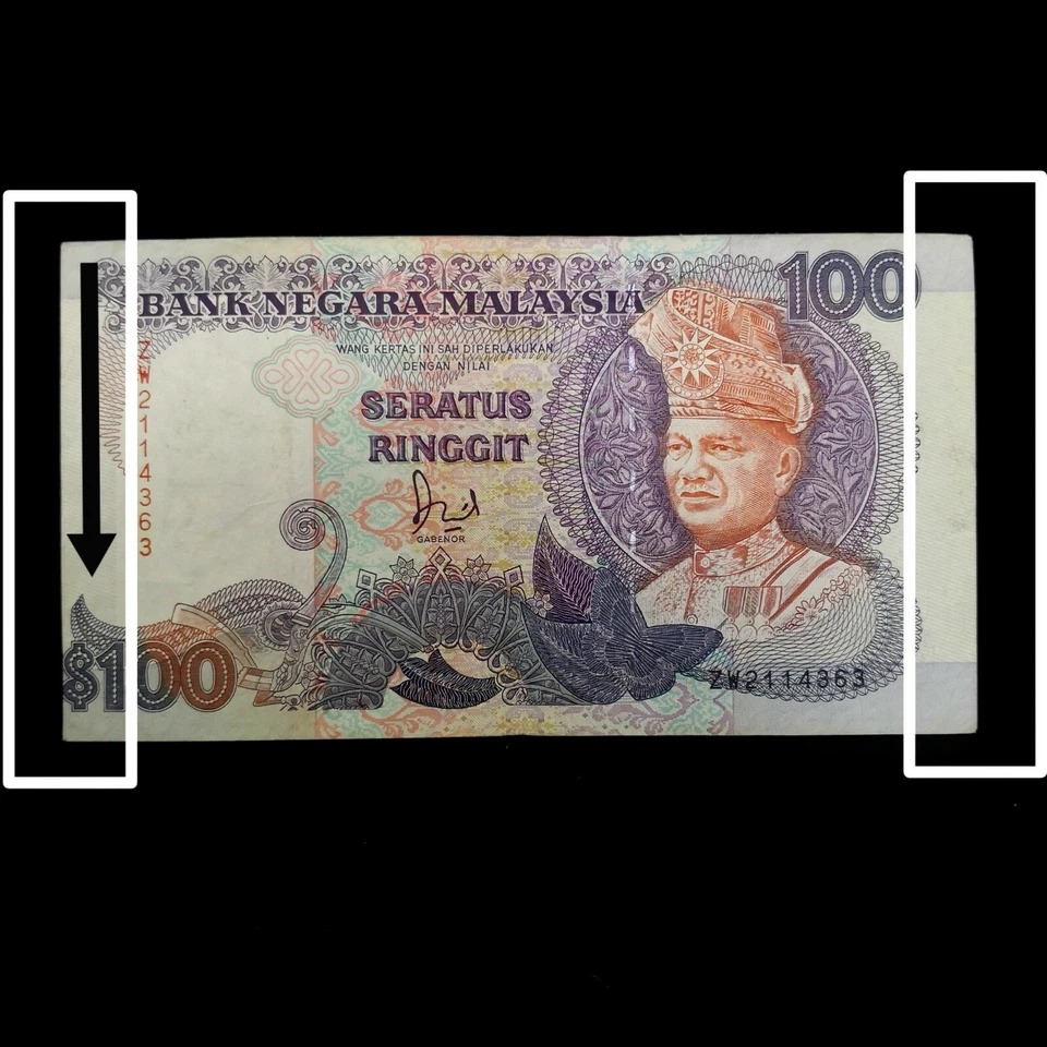 Rare Malaysia RM100 100 Ringgit 6th Series Banknote Error Shift Cut ZW2114363 - Image 2 of 4