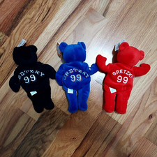 Lot of 3 1999 Salvino's Bammers Wayne Gretsky Bean Bag Plush Bears