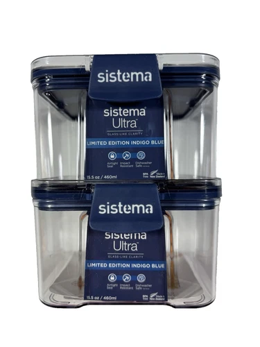 2 x Sistema Ultra Limited edition  Indigo Blue Food storage containers 460ML