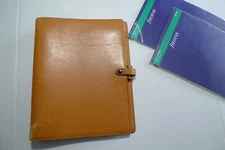  FILOFAX- DESKFAX SANDHURST LEATHER PLANNER & INSERTS -9 RINGS- MADE IN ITALY