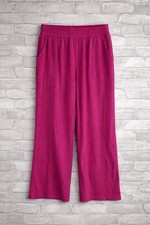 Belle Beach by Kim Gravel French Terry Wide Leg Crop Pants Pink Size MP