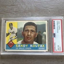 1960 Topps Baseball Card #343 Sandy Koufax HOF Los Angeles Dodgers PSA 6 EX-MT
