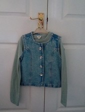 River Island Girls Denim Jeans Waistcoat And Blouse Set Size 9 Years Old Shine