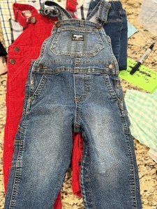 OshKosh B'gosh Blue Denim Overall One-Piece 18 Months Solid Pockets Button
