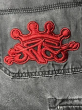 VTG RARE 90s Y2K Hip Hop Faded Black Red Crown JNCO Skater Raver Jeans 33x30