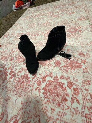 Wonder Nation Girls Black Faux Suede Rhinestone Tassel Western Ankle Booties