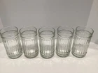 5 Vintage Anchor Hocking Stackable Ribbed Clear Tumbler Drinking Glasses 6 Inch