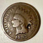 1897 Indian Head Small Cent Penny , Circulated, G, Coin, USA