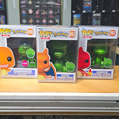 1/1 Rare Rare!! Funko Pop! Pokémon Charmander Complete Evolution Gold Panda Set.