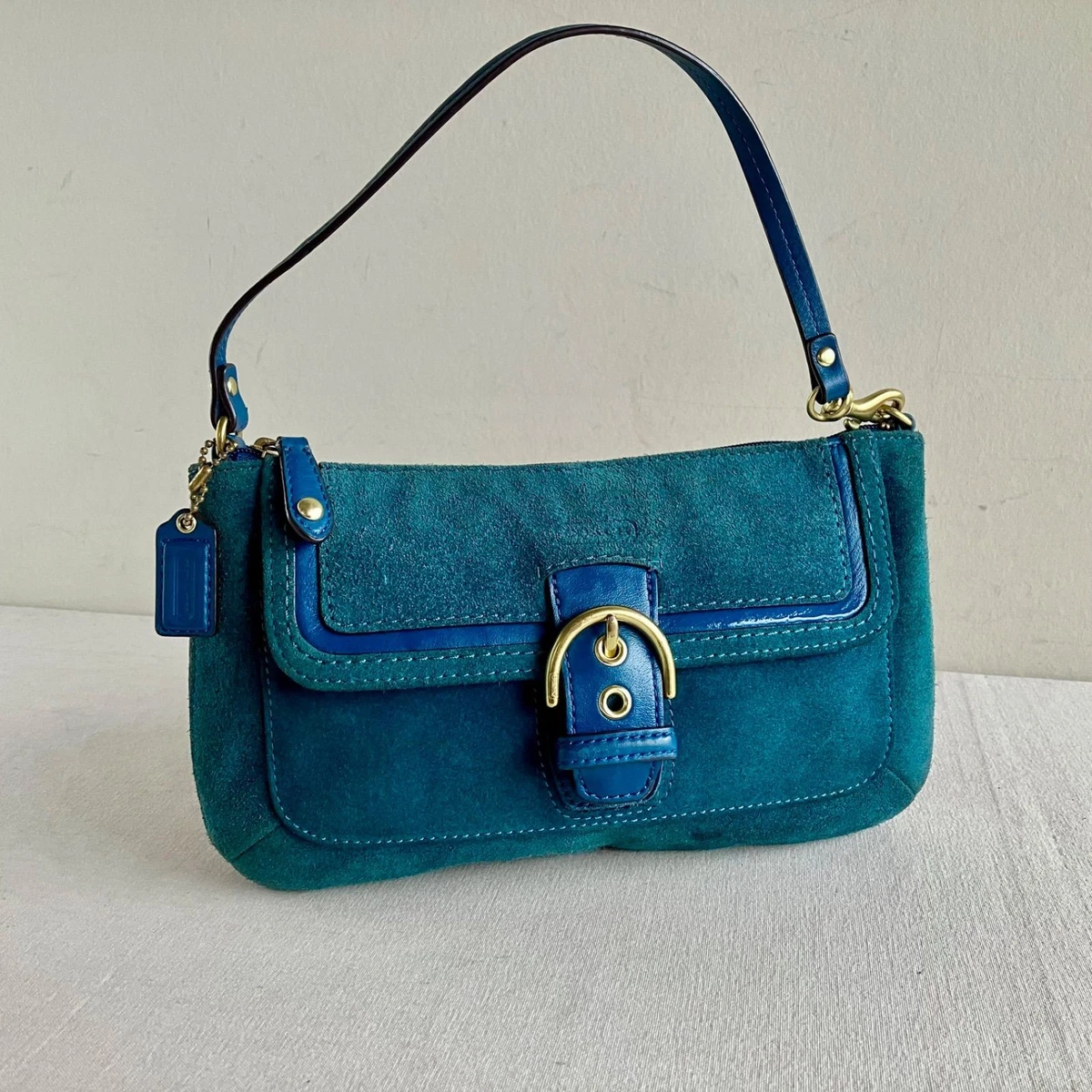 Coach Women's Suede Exterior Blue Bags & Handbags for Women for