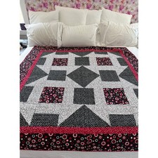 HANDMADE Geometric Patchwork Quilt Throw Lap Quilt Home Quilted Cotton 64x64"